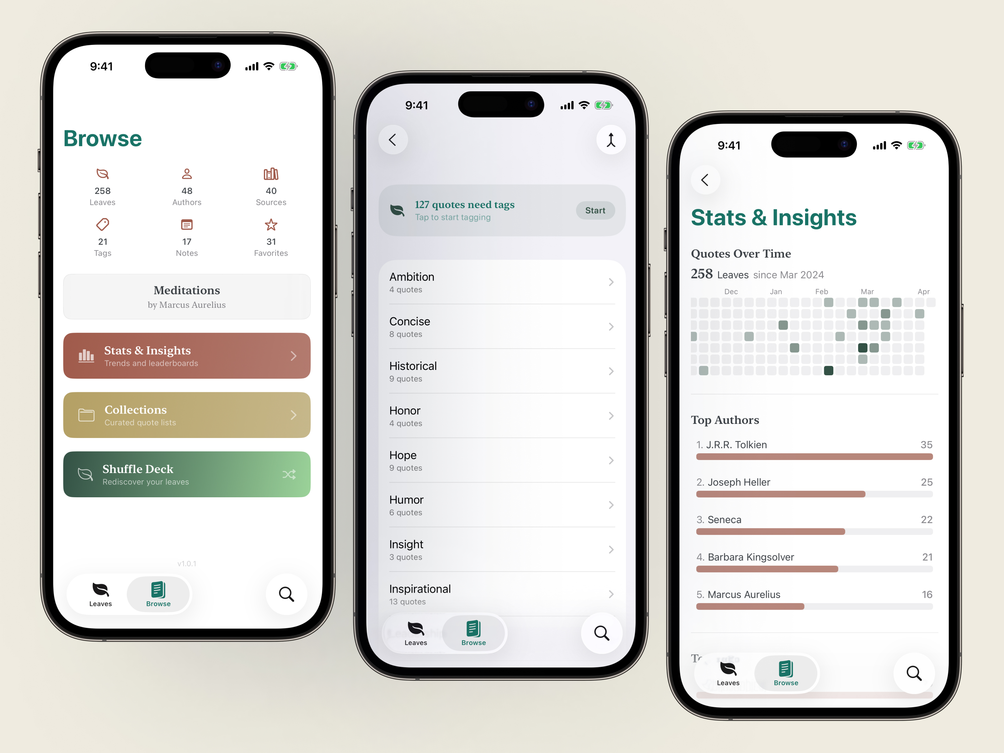 InkLeaf quote capture screen
